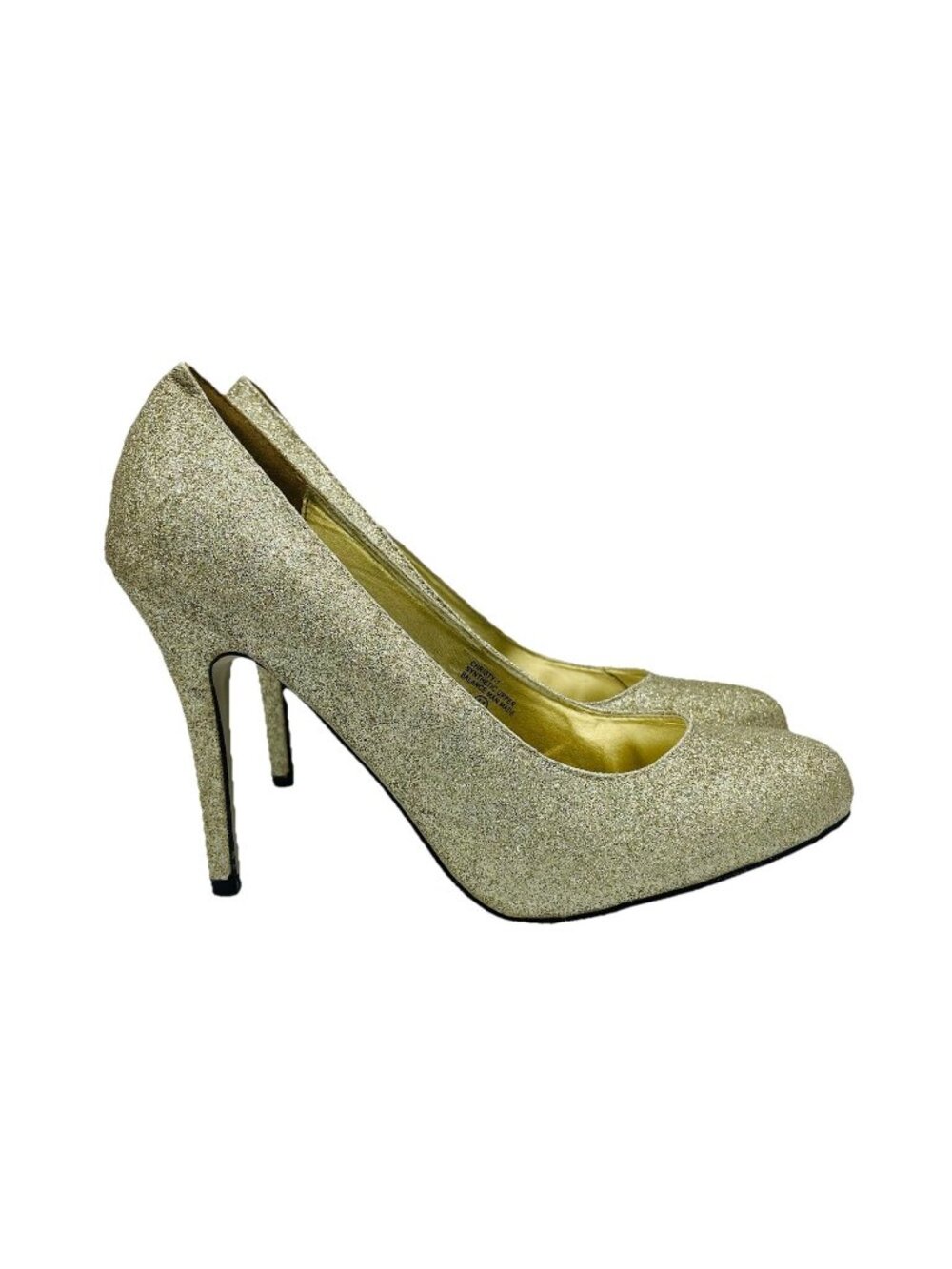 Chase & Chloe Shoes Womens Size 11 Gold Glitter Shiny Heels Stiletto Pumps Slip